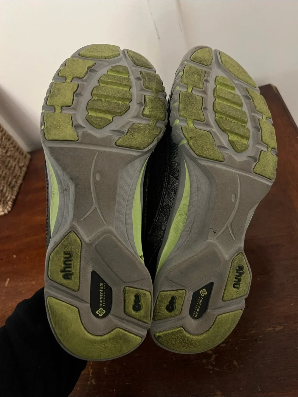 Ahnu Brooks Black Mesh Sneakers with Gray & Lime Highlights size 8.5